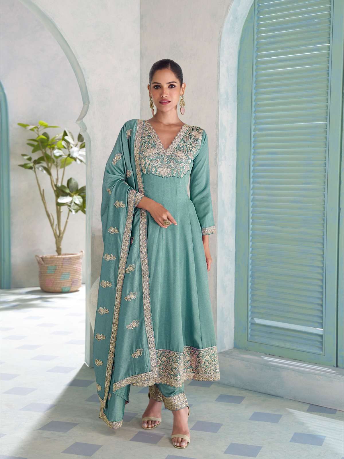 DESIGNER FANCY WEDDING PARTY WEAR PREMIUM SILK SKY BLUE SALWAR SUIT KL VIHANIKA 10446 C
