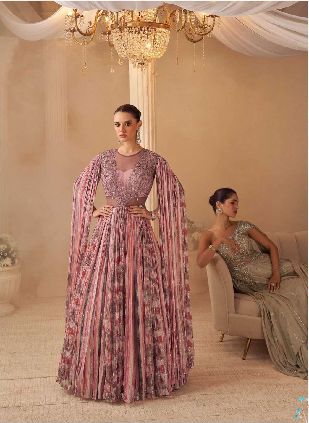 DESIGNER FANCY WEDDING PARTY WEAR REAL CHINON PINK ANARKALI SALWAR SUIT GOWN SY AAROHI 5887