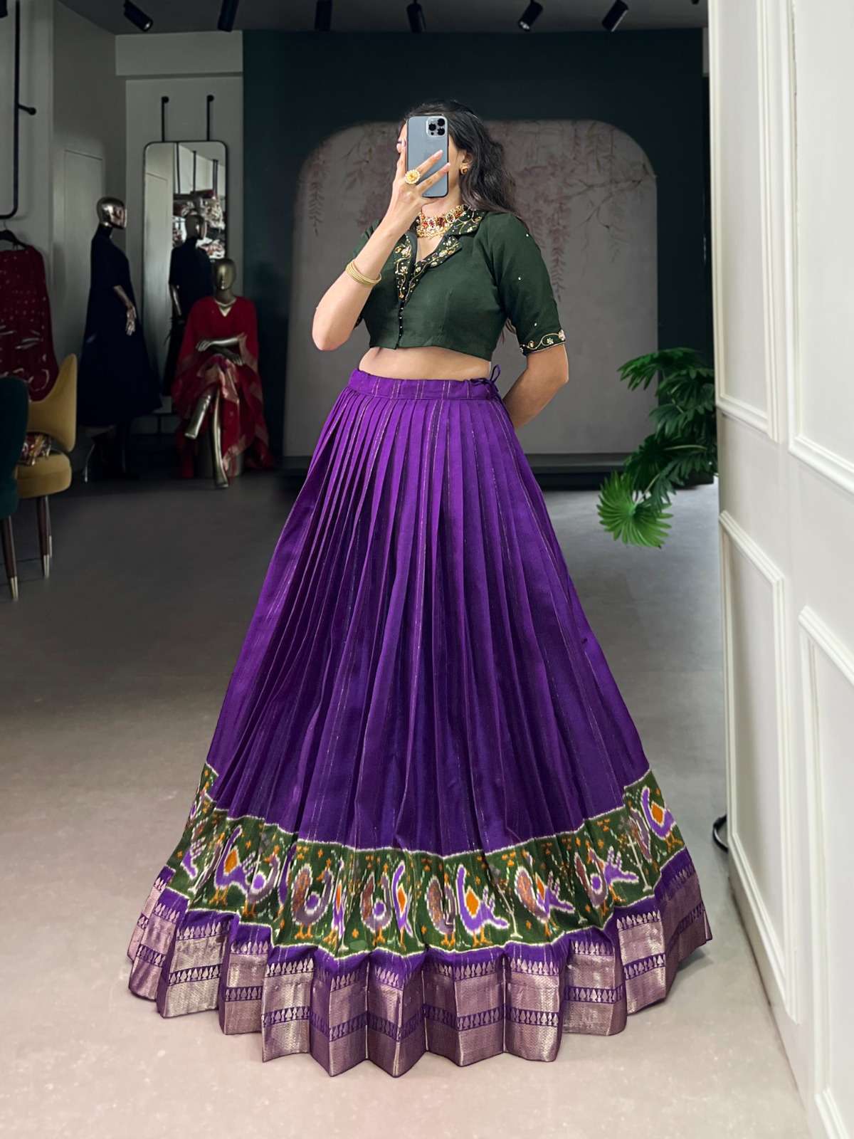 DESIGNER FANCY WEDDING WEAR POLY COTTON PURPLE LEHENGA SKIRT BLOUSE COLLECTION NNK 1135 D