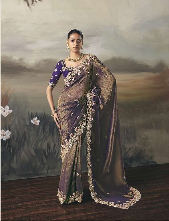 DESIGNER PARTY WEAR HEAVY BLUE SILK SAREE WITH SEQUENCE WORK COLLECTION SM KIMORA SILSILA 5565