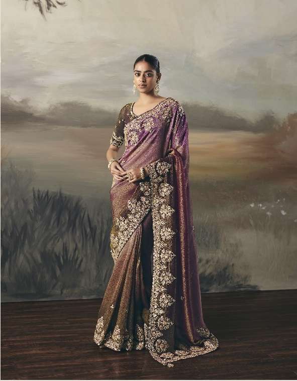 DESIGNER PARTY WEAR HEAVY PURPLE SILK SAREE WITH SEQUENCE WORK COLLECTION SM KIMORA SILSILA 5562