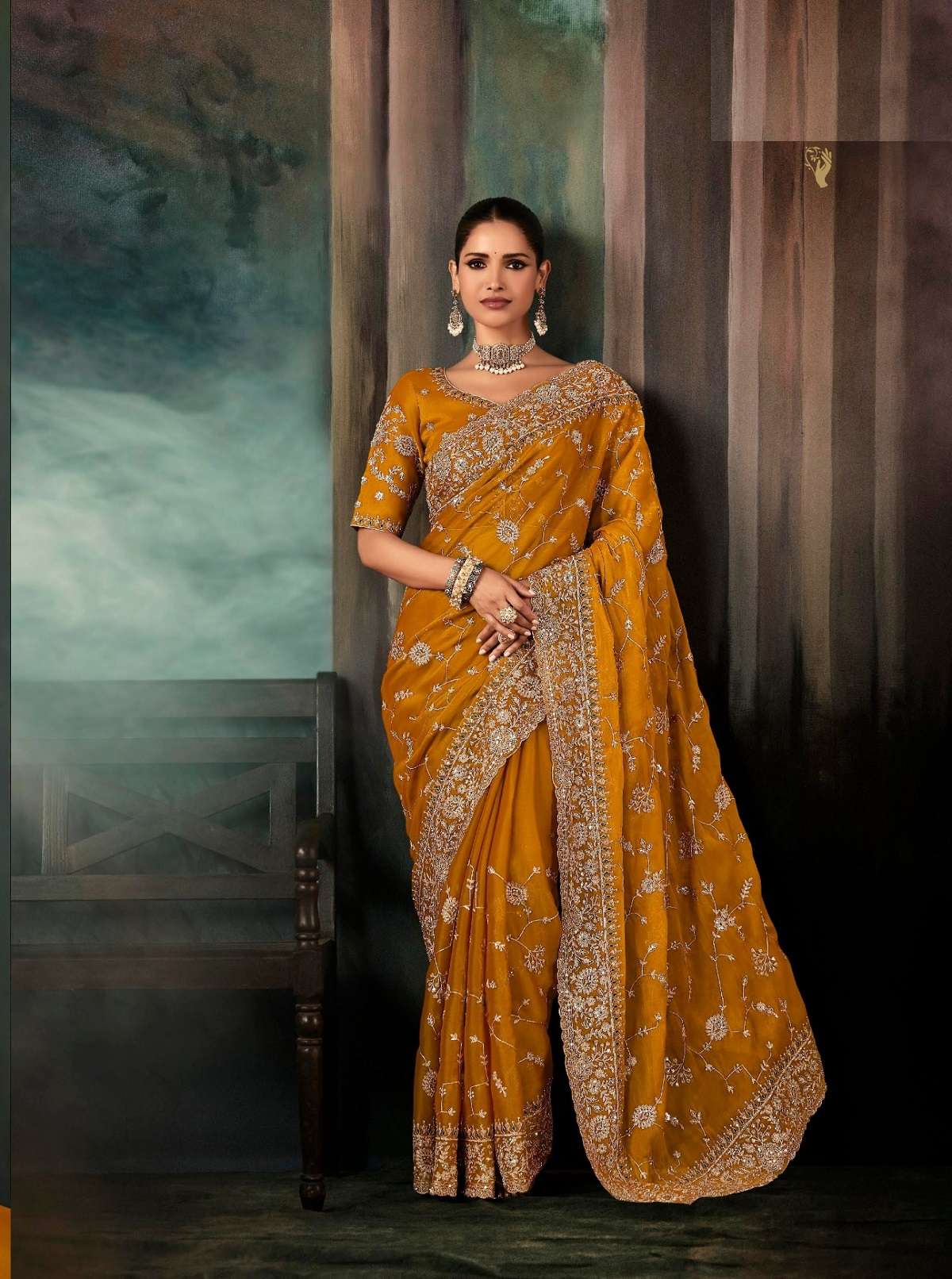 DESIGNER PARTY WEAR HEAVY SILK YELLOW SAREE WITH SEQUENCE WORK COLLECTION SM KIMORA 5550