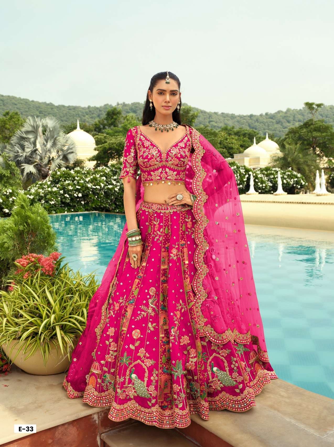 DESIGNER WEDDING BRIDAL WEAR INDIAN HEAVY SILK PINK LEHENGA CHOLI WITH NET DUPATTA SM TATHASTU 33