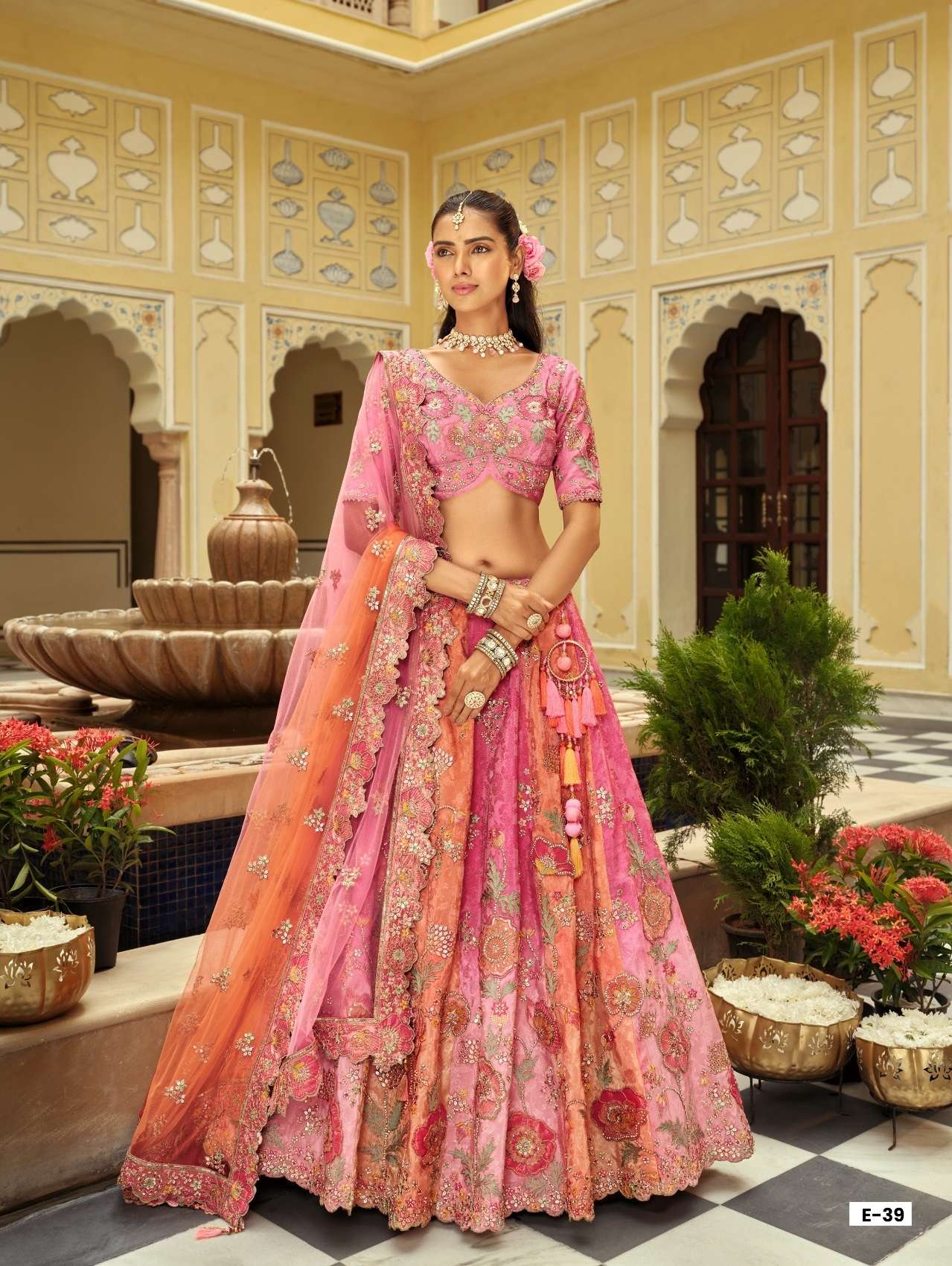 DESIGNER WEDDING BRIDAL WEAR INDIAN HEAVY SILK PINK LEHENGA CHOLI WITH NET DUPATTA SM TATHASTU 39