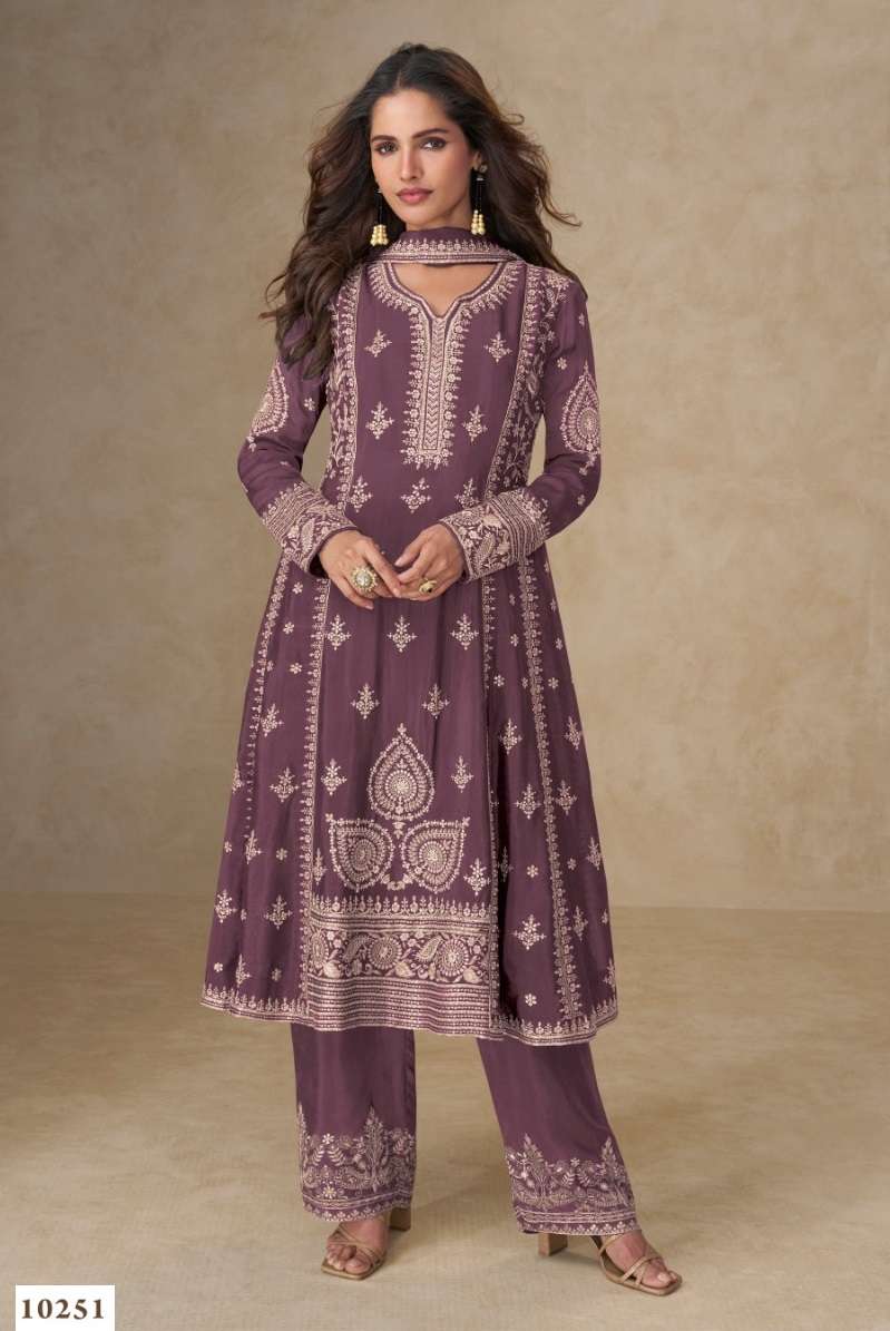 INDIAN DESIGNER FANCY WEDDING PARTY WEAR CHINON SILK DEEP PINK SALWAR SUIT SHF 10251