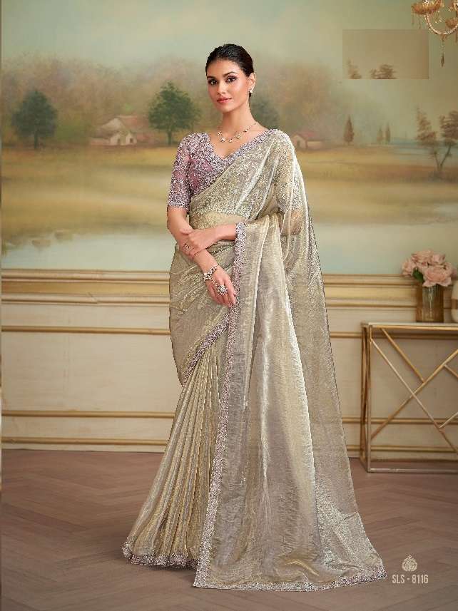 WEDDING SEASON DESIGNER PARTY WEAR GEORGETTE GREY SAREE WITH SILK BLOUSE COLLECTION SM TFH 8116
