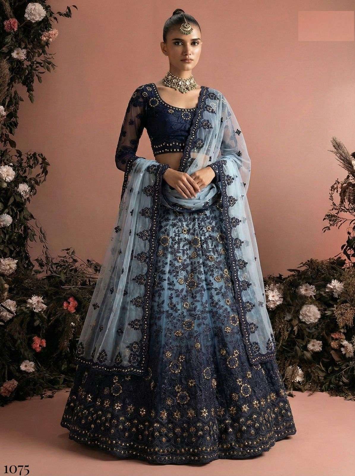 BEST QUALITY INDIAN DESIGNER BRIDAL WEDDING WEAR BLUE BOLLYWOOD LEHENGA ALZ 1075