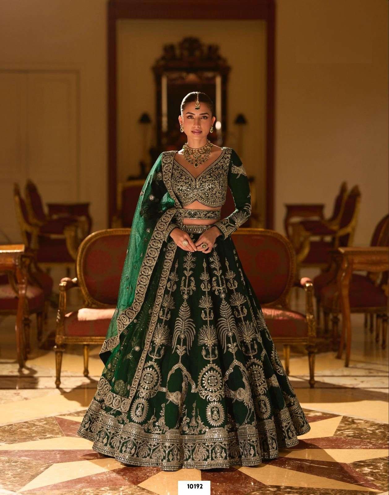 DESIGNER BOLLYWOOD BRIDAL WEDDING PARTY WEAR PREMIUM REAL SILK GREEN LEHENGA CHOLI SY PADMINI 10192