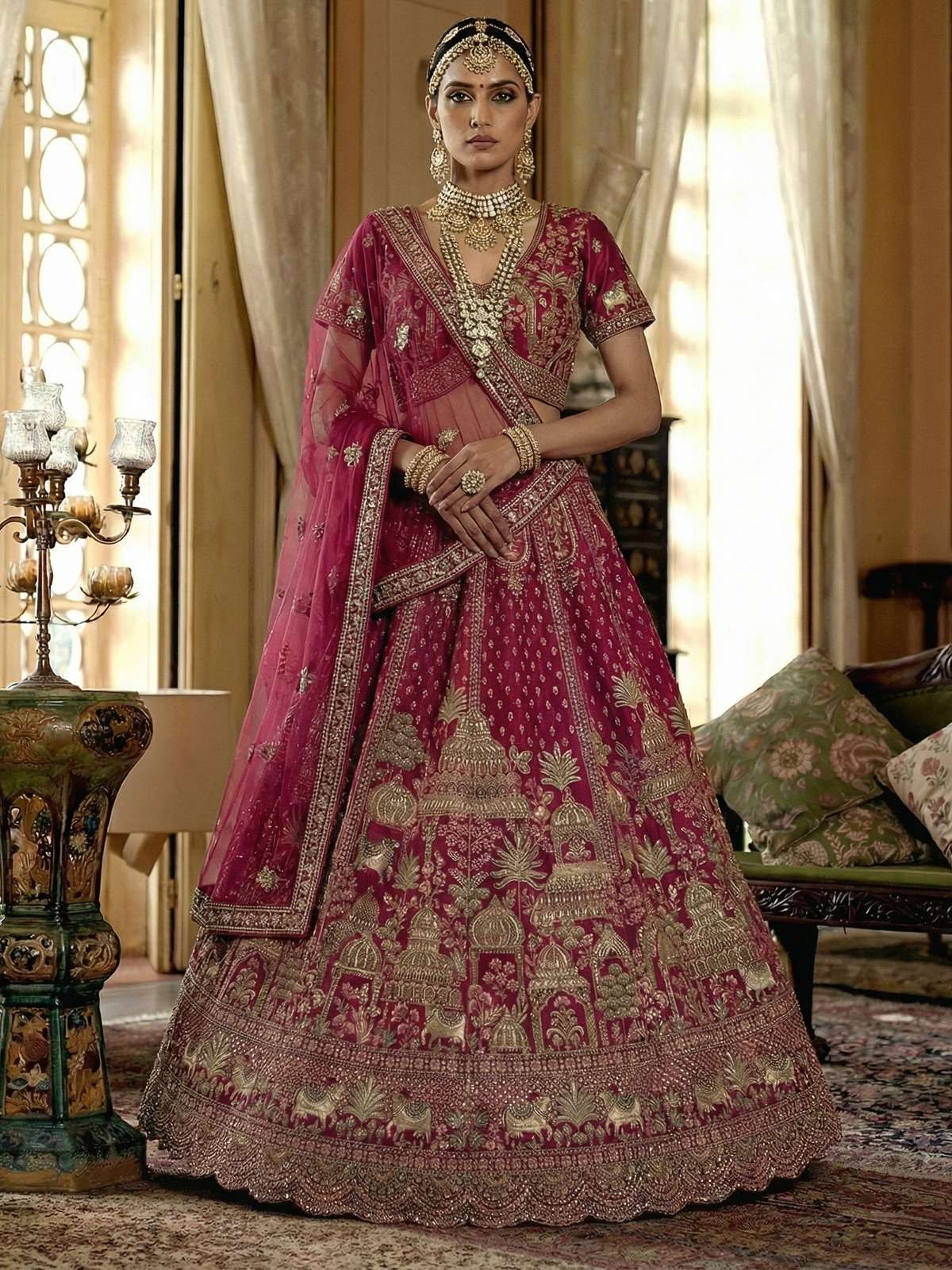 DESIGNER BOLLYWOOD BRIDAL WEDDING PARTY WEAR PREMIUM SILK RANI PINK LEHENGA CHOLI SM PC BELINA 102