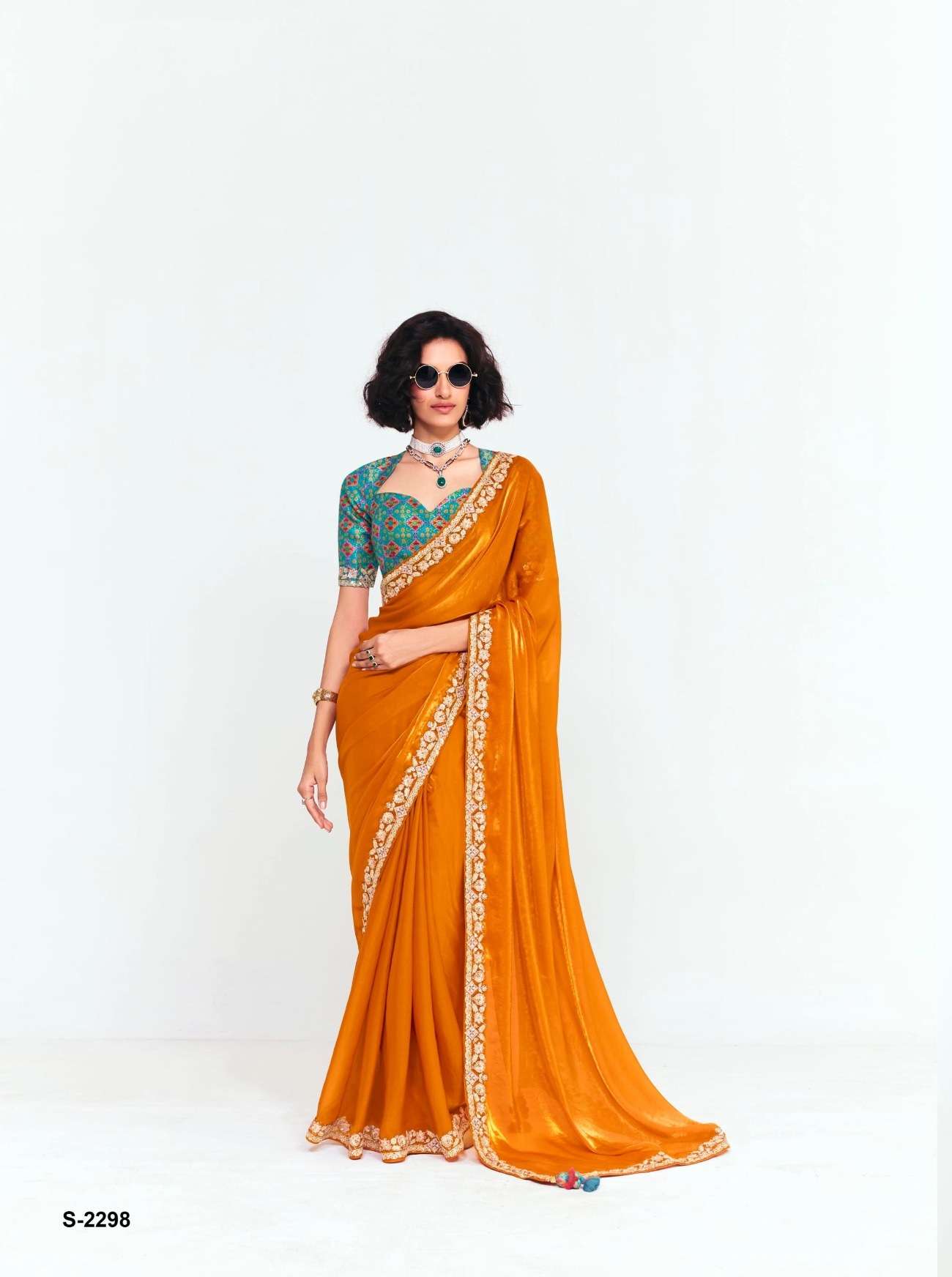 DESIGNER PARTY WEAR HEAVY SILK YELLOW SAREE WITH SEQUENCE THREAD WORK COLLECTION SM KIMORA 2294