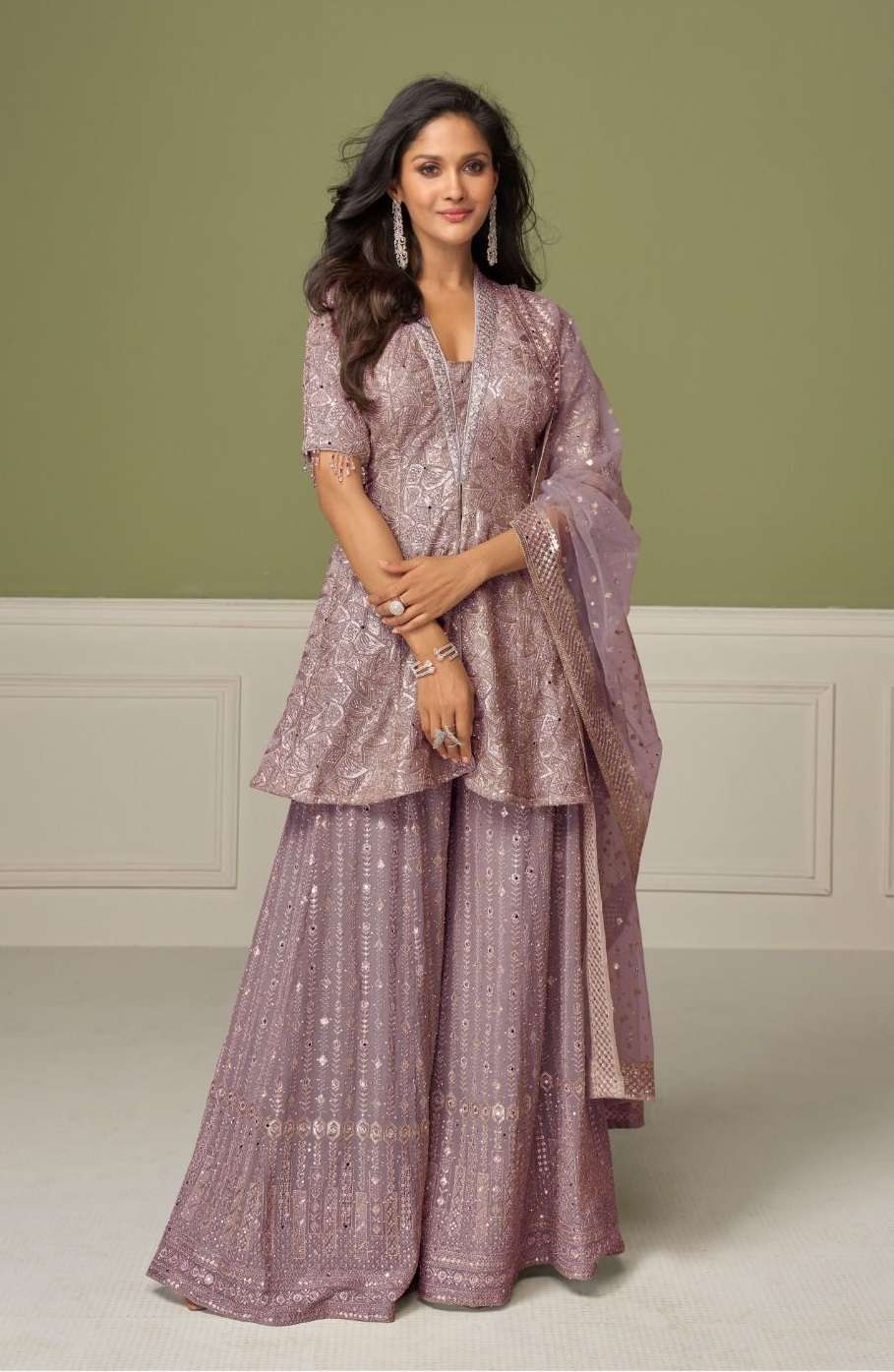 DESIGNER WEDDING PARTY WEAR REAL GEORGETTE DEEP PINK SHARARA SALWAR SUIT GL AASHVI 7648 DD
