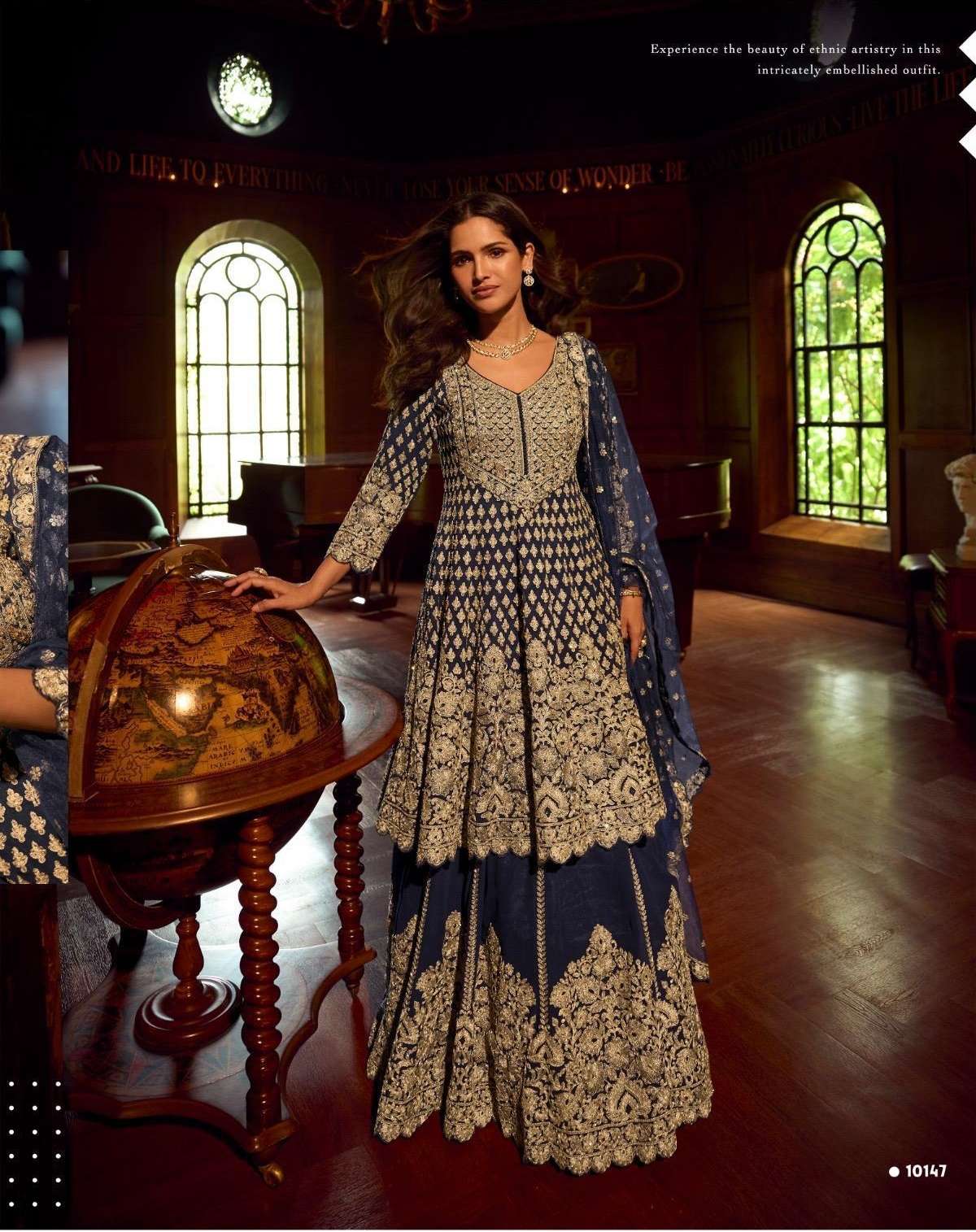 DESIGNER WEDDING PARTY WEAR REAL GEORGETTE READYMADE BLUE TOP SKIRT DUPATTA SALWAR SUIT SY SUREENA 10147