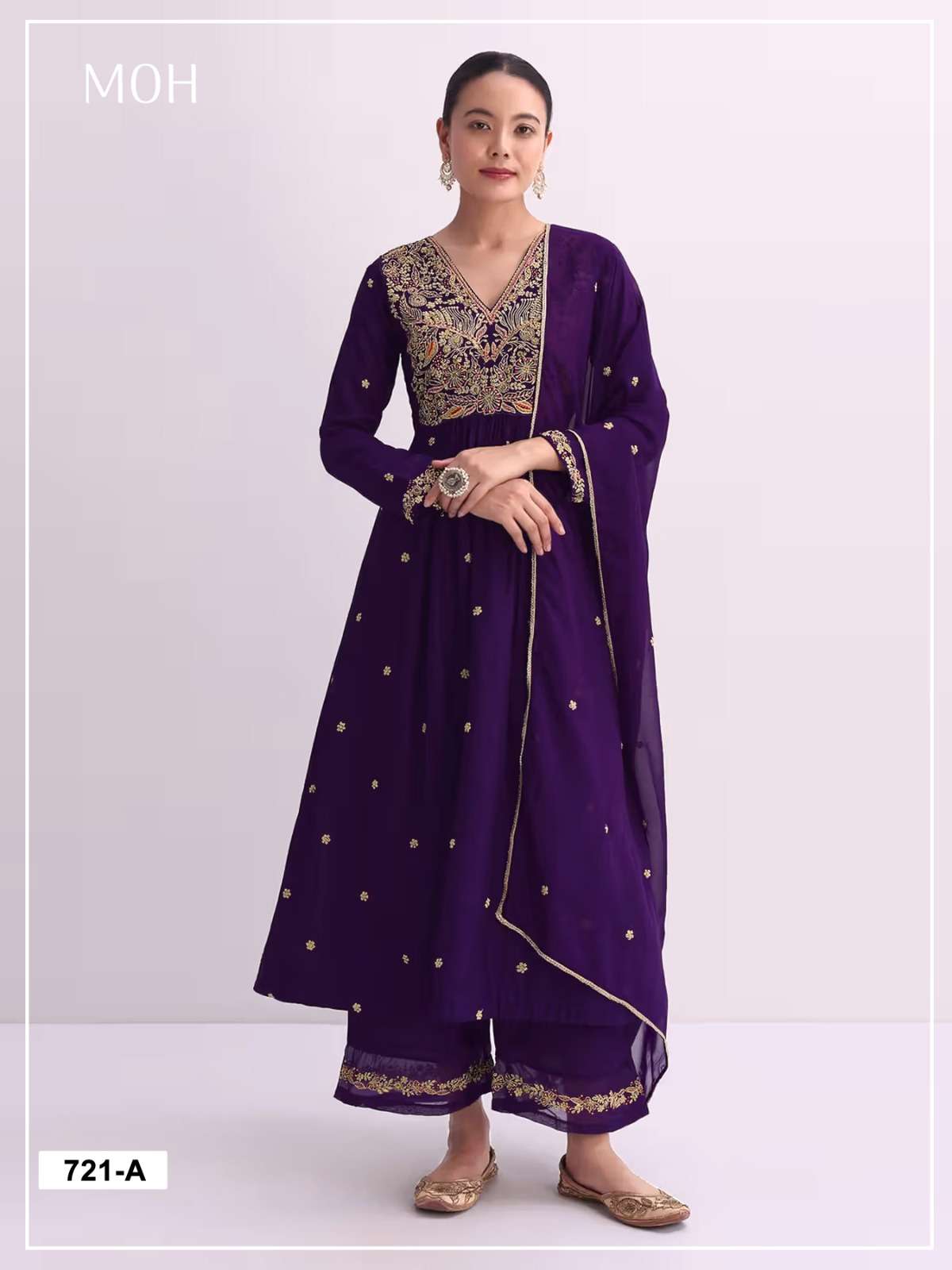 DESIGNER WEDDING PARTY WEAR VICHITRA BLOOMING PURPLE SHARARA PALLAZO SALWAR SUIT CP 716 A