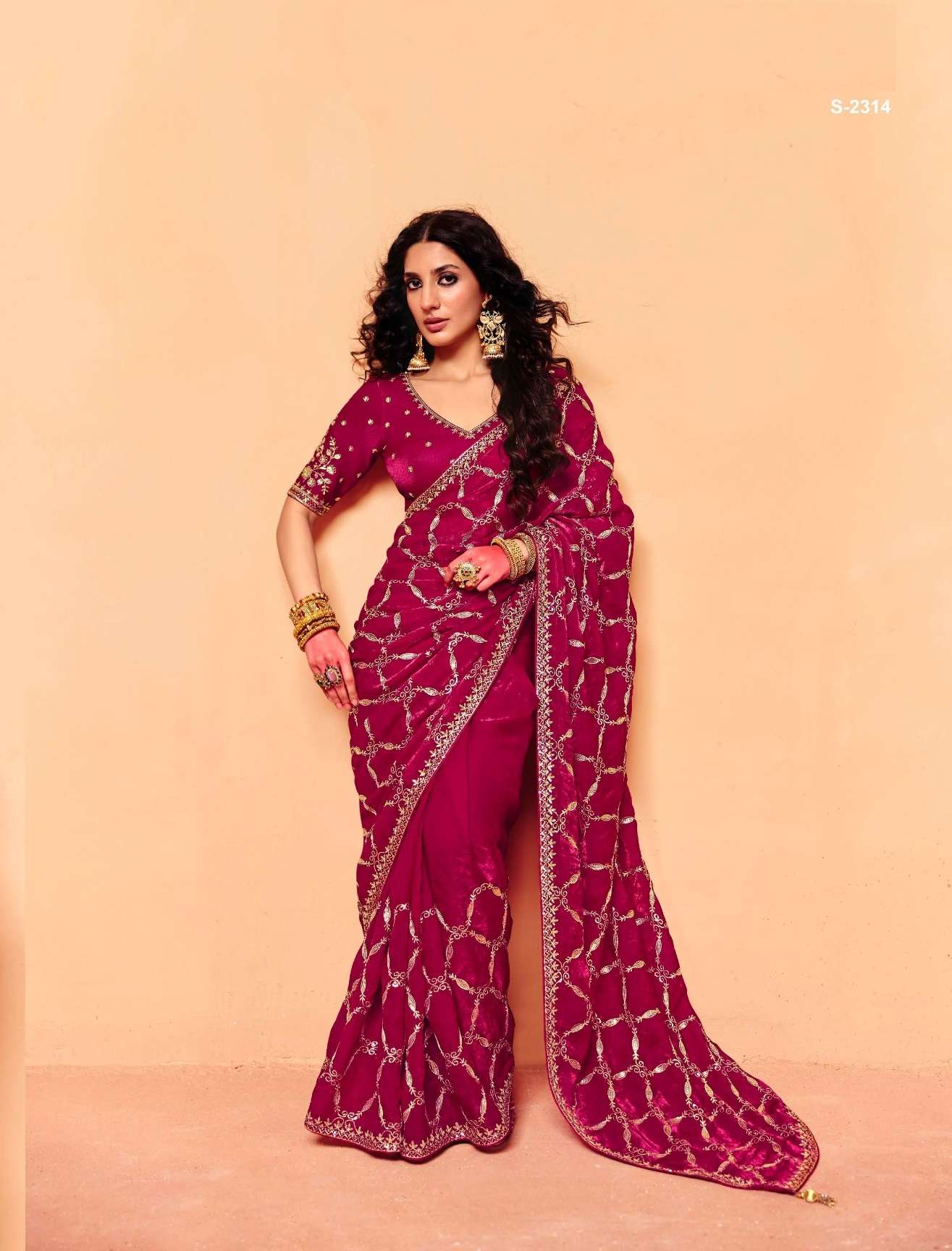 DESIGNER FANCY WEDDING PARTY WEAR INDIAN ORGANZA SATIN SILK RED SAREE COLLECTION SM KM 2314