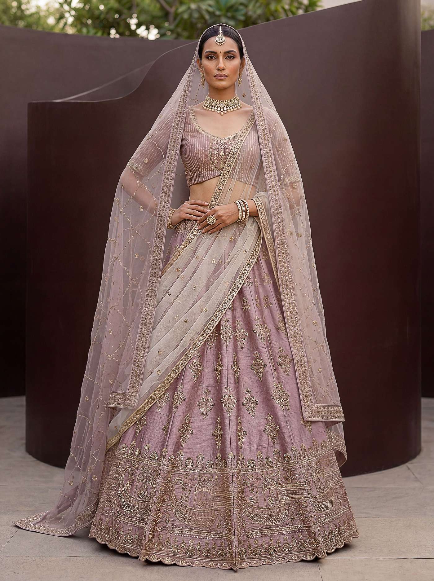 DESIGNER BOLLYWOOD BRIDAL WEDDING PARTY WEAR SILK HAND WORK ZARI LAVENDER LEHENGA CHOLI SENHORA DRESSES SM PC SAMRIDHI 105