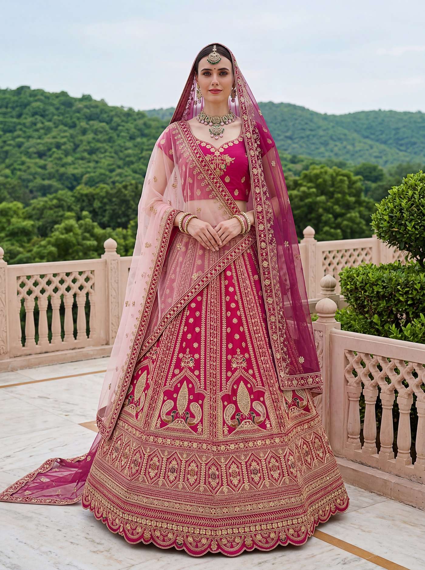 DESIGNER BRIDAL WEDDING PARTY WEAR RANI PINK SILK LEHENGA CHOLI SENHORA DRESSES SM PC AISHA 102