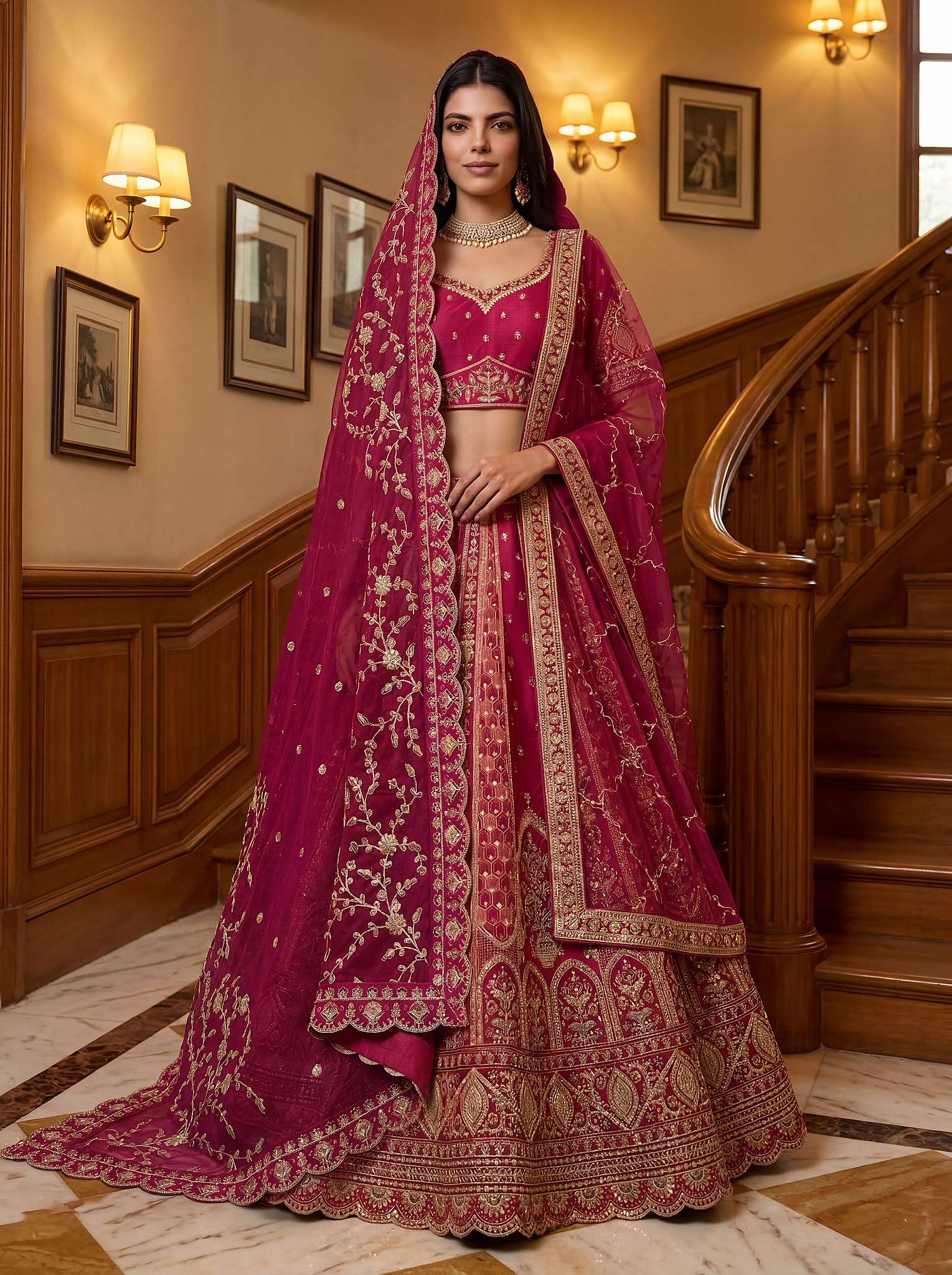 DESIGNER BRIDAL WEDDING PARTY WEAR SILK HAND WORK SEQUENCE RANI PINK LEHENGA CHOLI SENHORA DRESSES SM PC HAYAT 107