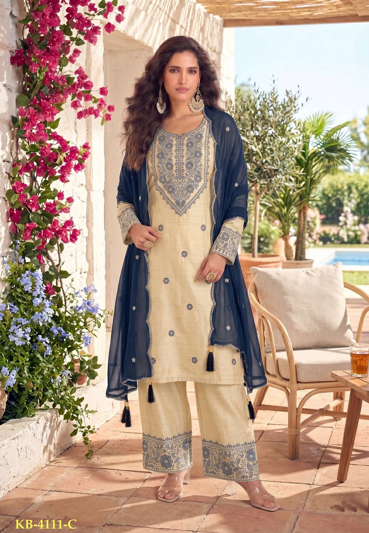 DESIGNER FANCY PARTY WEAR COTTON SALWAR SUIT KB SERIES 4111 C
