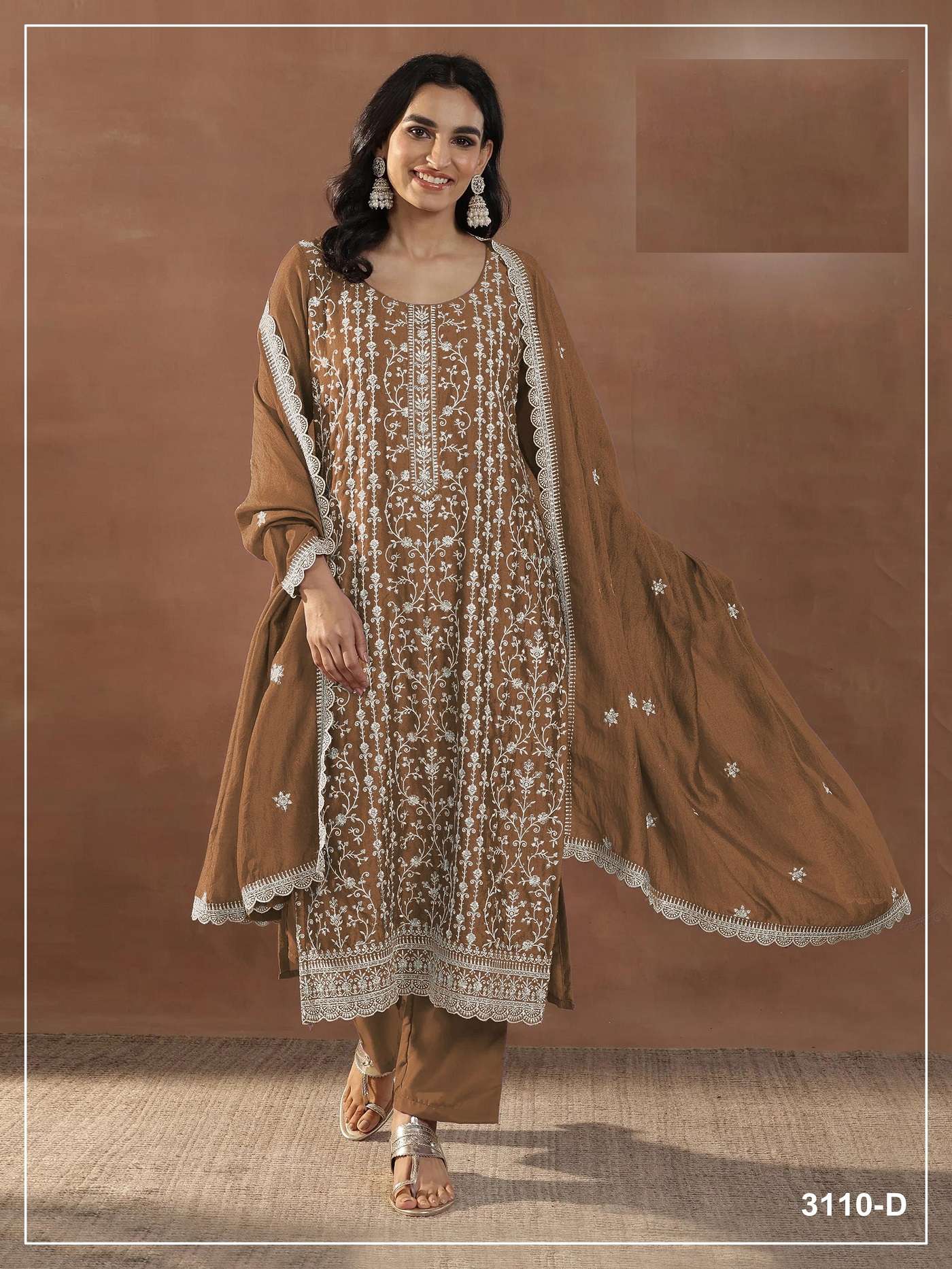 DESIGNER FANCY PARTY WEAR RANGOLI CRUSH MUSTURD PALAZZO SALWAR SUIT PALAZZO JG 3110 D