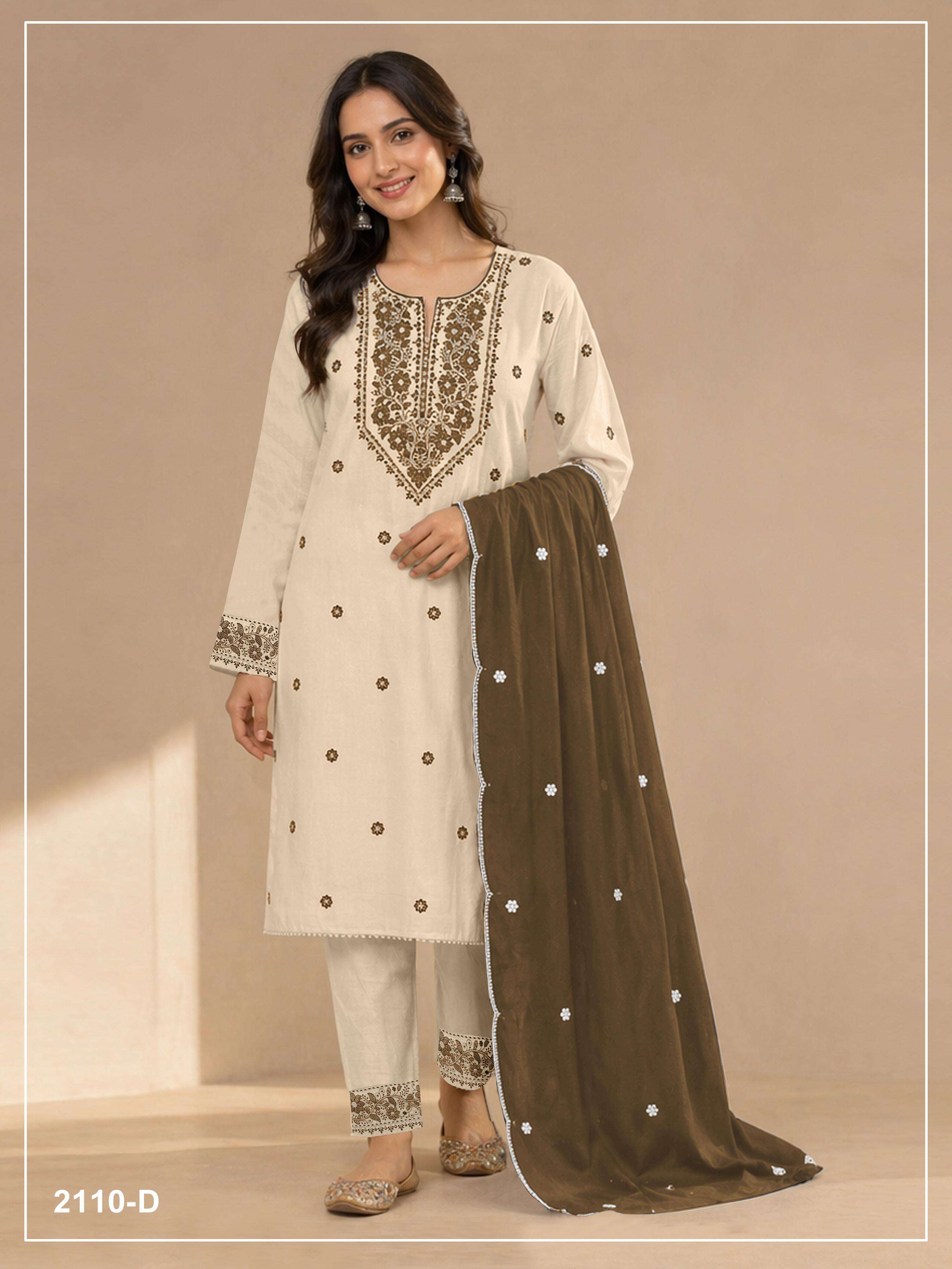 DESIGNER FANCY PARTY WEAR WHITE KHADI COTTON SALWAR SUIT JG 2110 B
