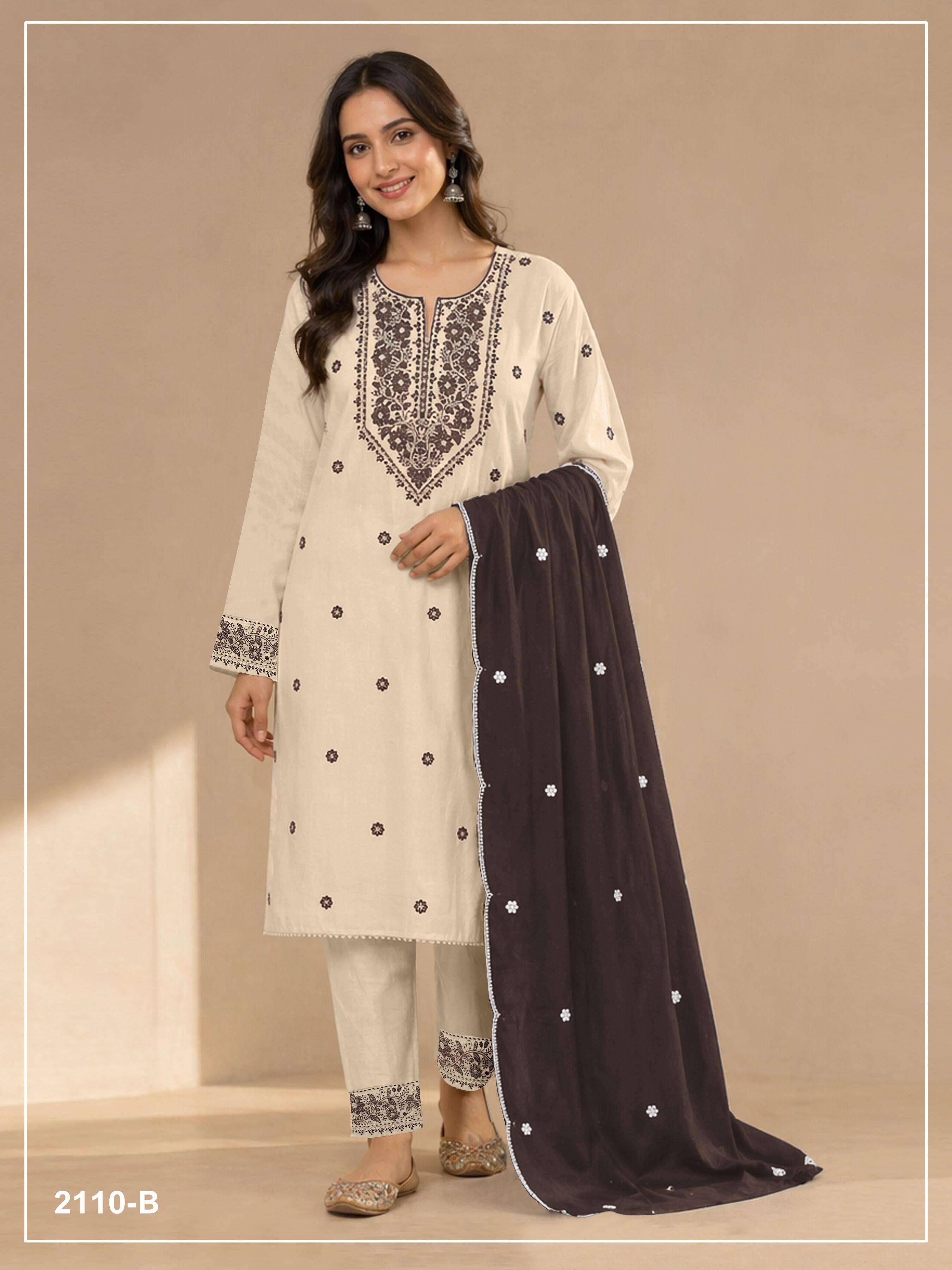 DESIGNER FANCY PARTY WEAR WHITE KHADI COTTON SALWAR SUIT JG 2110 D
