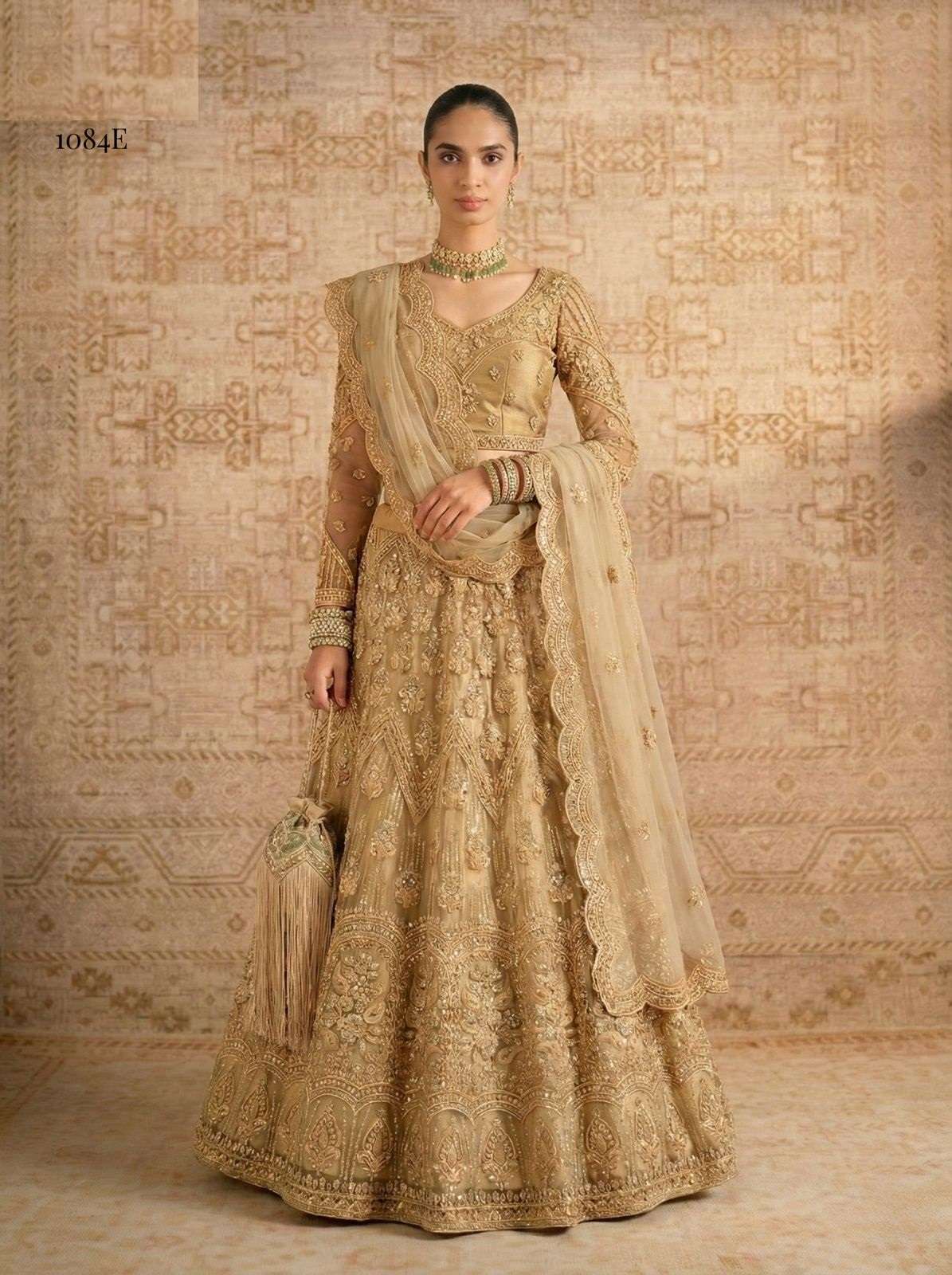 DESIGNER FANCY WEDDING PARTY WEAR INDIAN HEAVY CHIKU NET LEHENGA CHOLI WITH DUPATTA ALZ 1084 EE