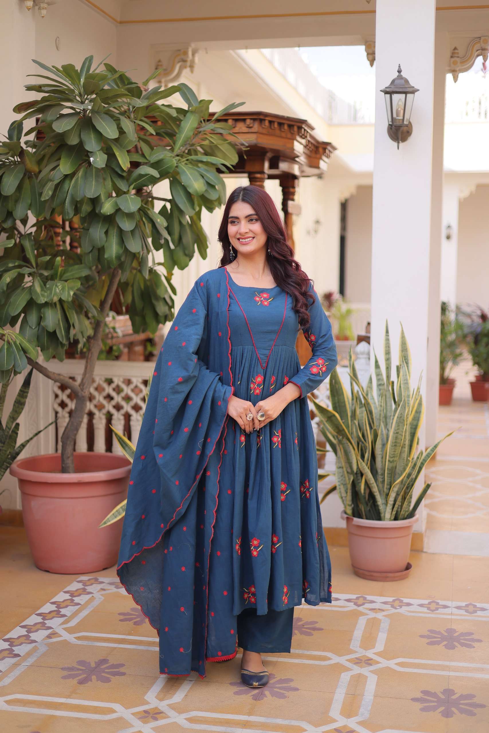 SUMMER SPEACIAL BLUE COTTON SALWAR SUIT READYMADE COLLECTION KU 1245 B