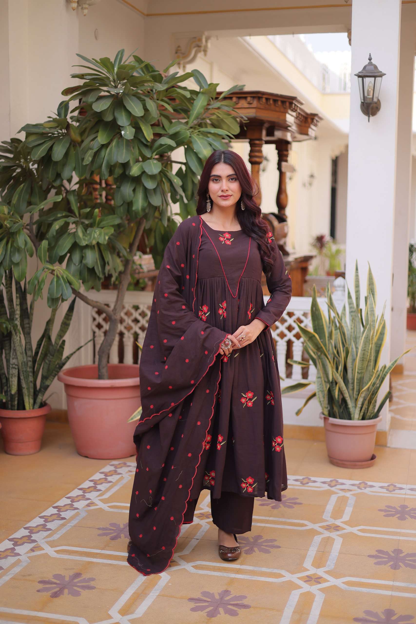 SUMMER SPEACIAL BROWN COTTON SALWAR SUIT READYMADE COLLECTION KU 1245 A