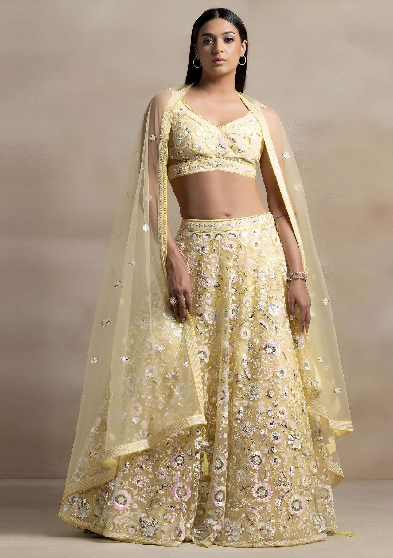 DESIGNER BOLLYWOOD BRIDAL WEDDING PARTY WEAR YELLOW NET LEHENGA CHOLI SENHORA DRESSES ZC 5126 D