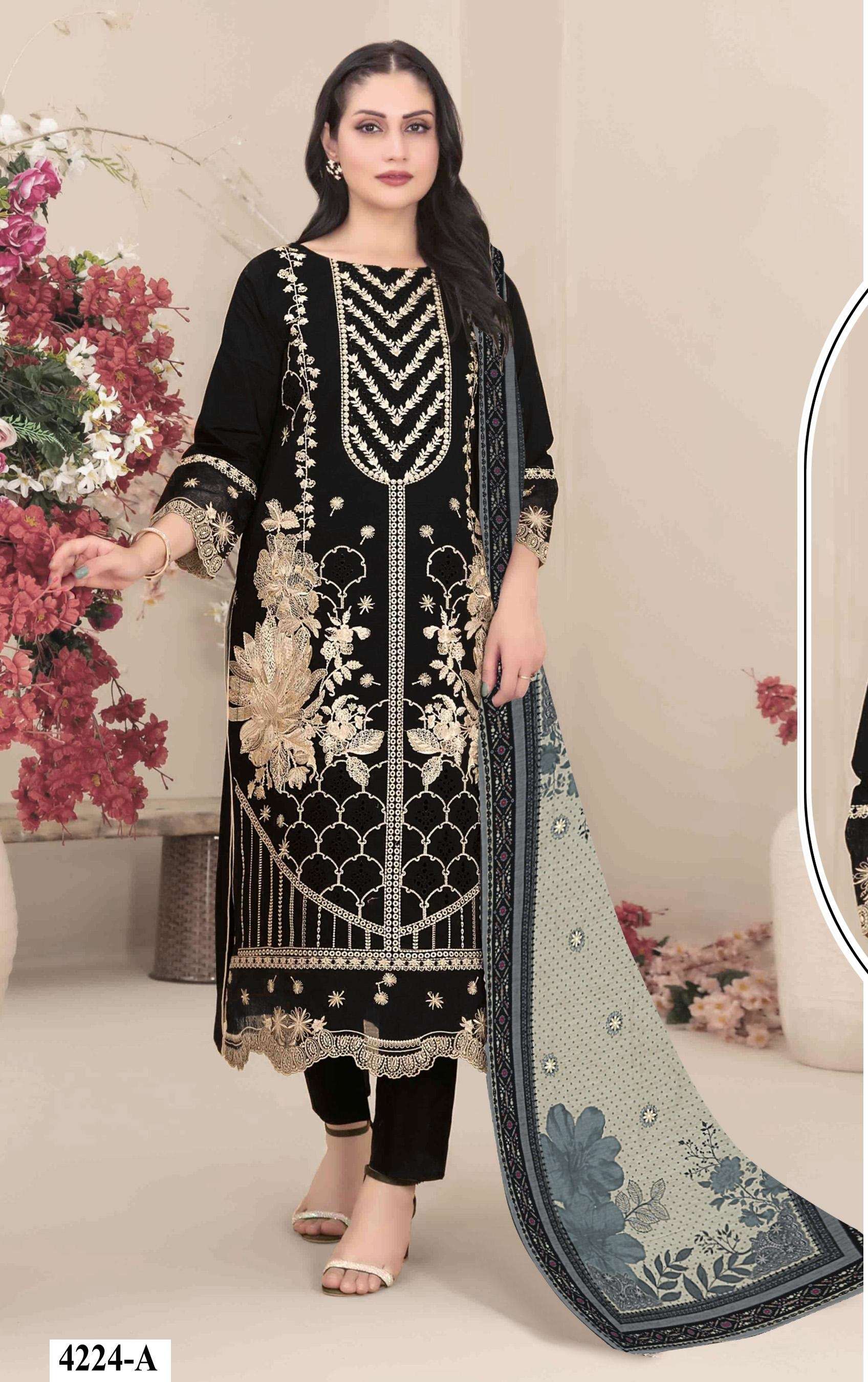 DESIGNER FANCY PARTY WEAR FAUX GEORGETTE BLACK PAKISTANI SALWAR SUIT JG 4224 A