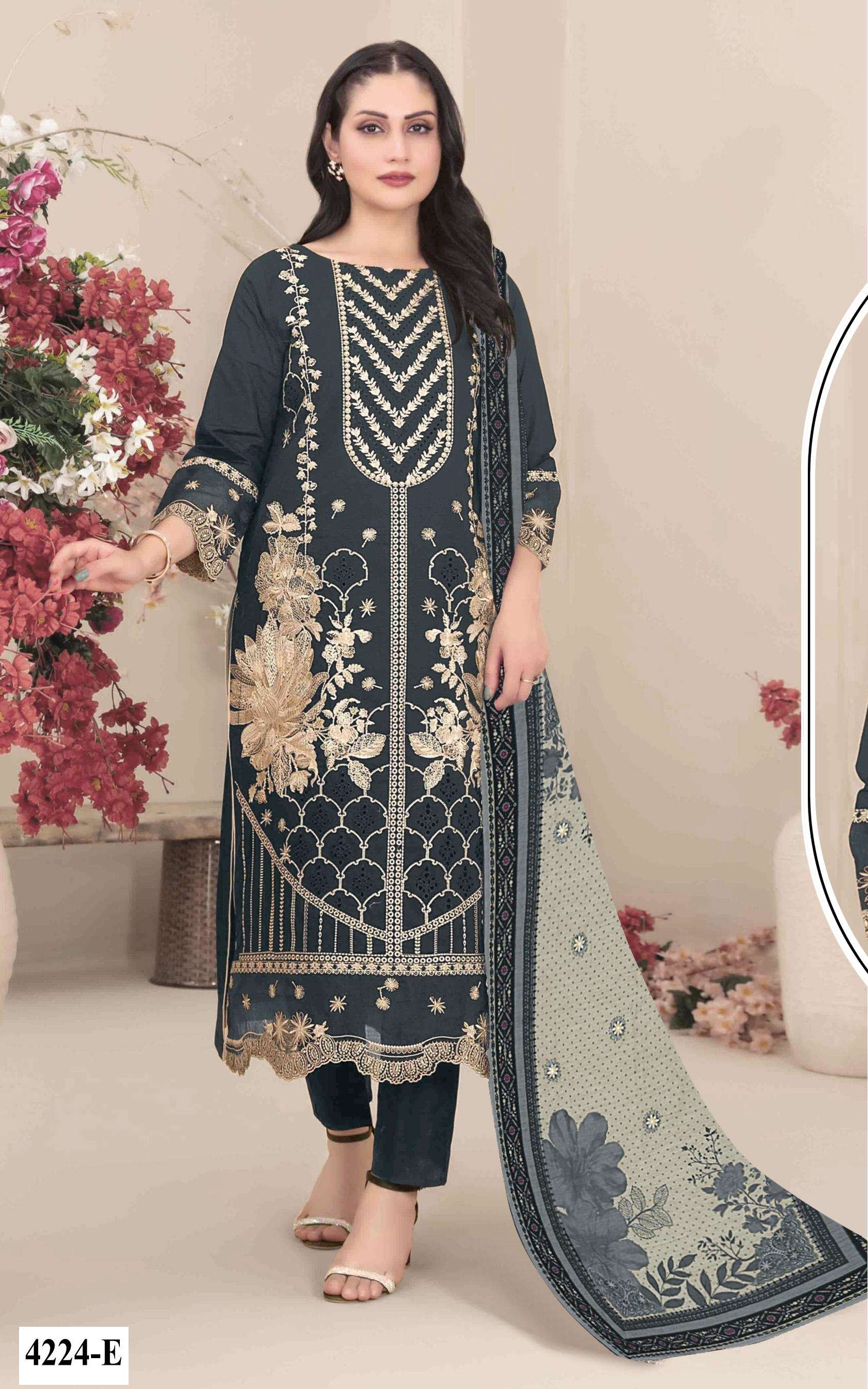 DESIGNER FANCY PARTY WEAR FAUX GEORGETTE BLUE PAKISTANI SALWAR SUIT JG 4224 E