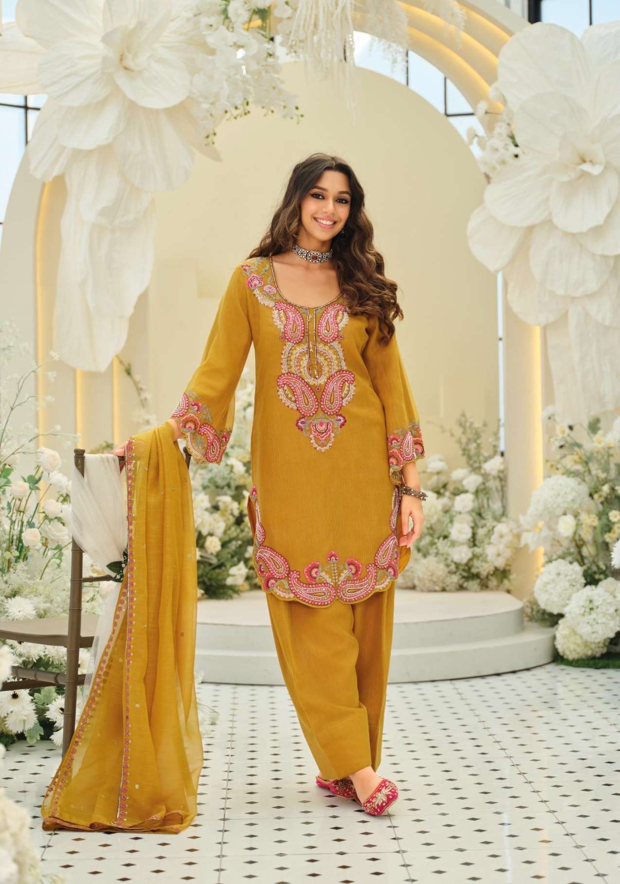 DESIGNER FANCY PARTY WEAR ORGANZA SILK SALWAR SUIT PALAZZO EB 2379