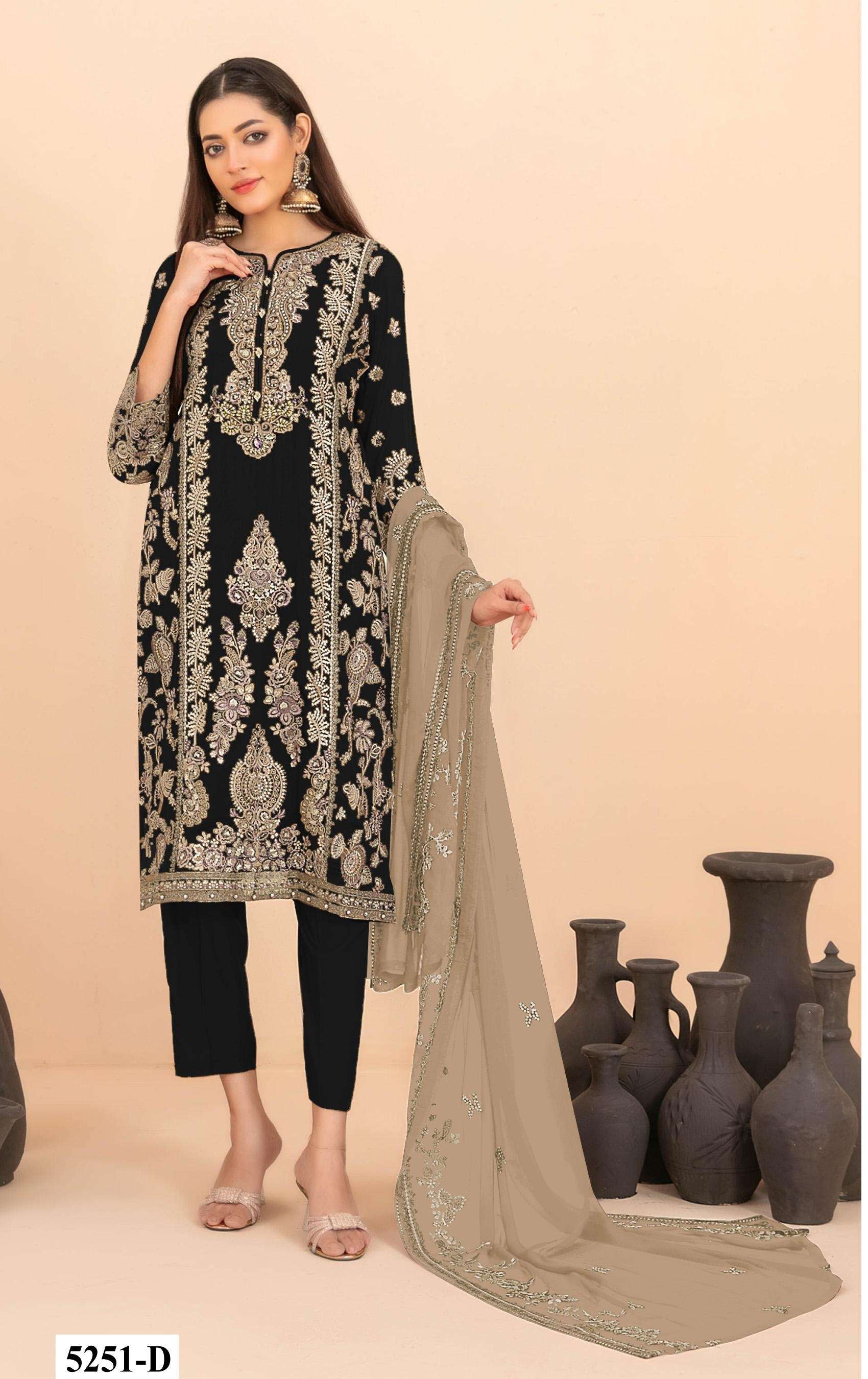 DESIGNER WEDDING PARTY WEAR RANGOLI CRUSH BLACK PAKISTANI SALWAR SUIT JG 5251 D
