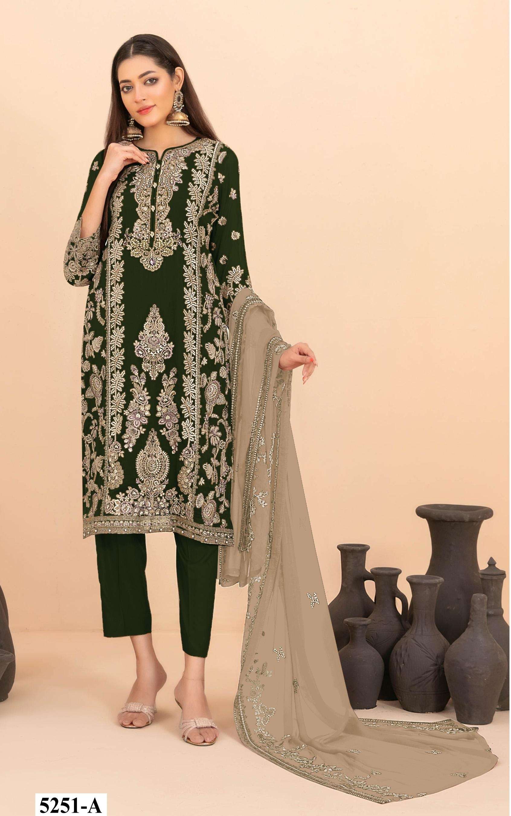 DESIGNER WEDDING PARTY WEAR RANGOLI CRUSH GREEN PAKISTANI SALWAR SUIT JG 5251 A