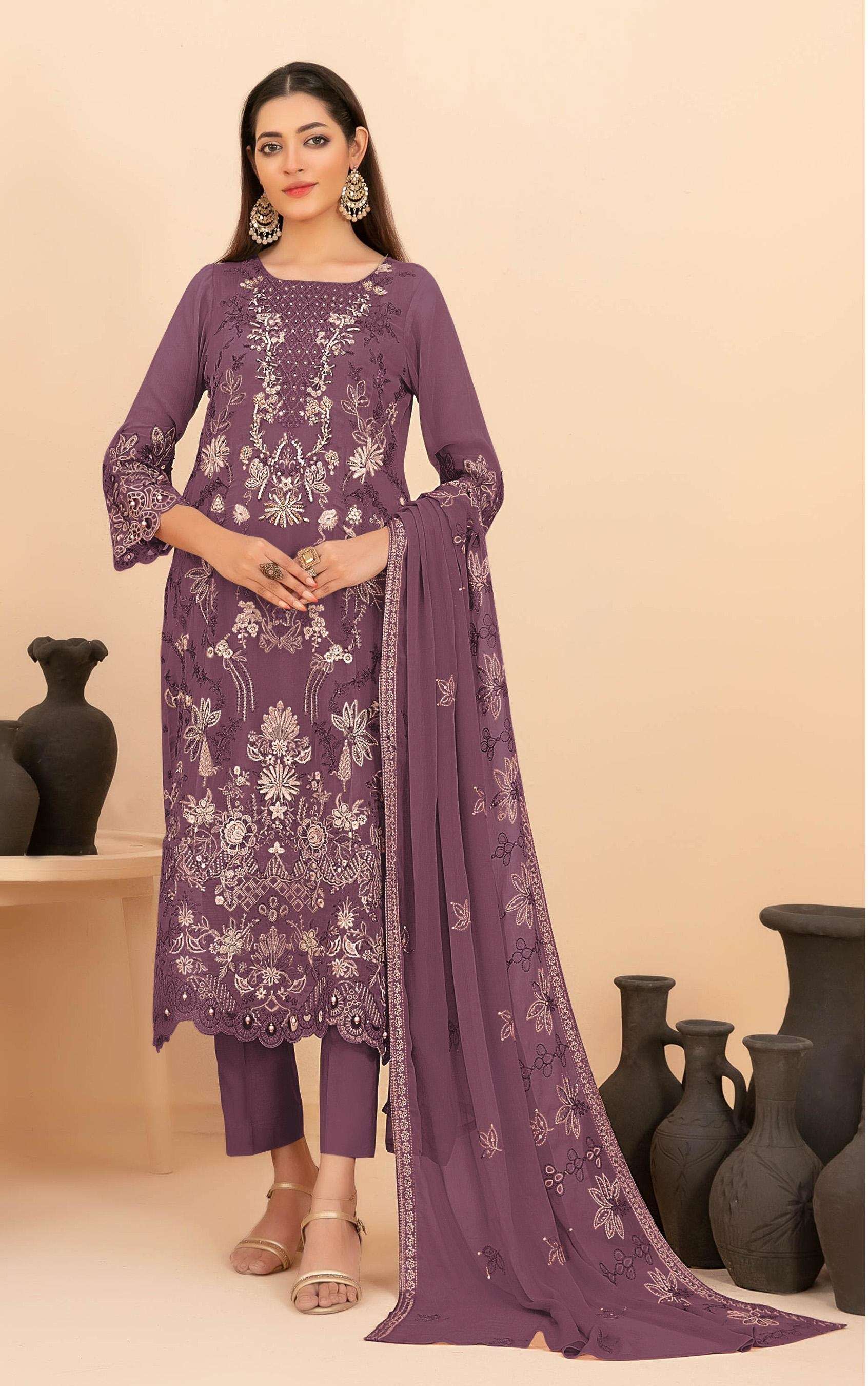 DESIGNER FANCY PARTY WEAR RANGOLI CRUSH SILK PEACH PAKISTANI SALWAR SUIT JG 5252 C