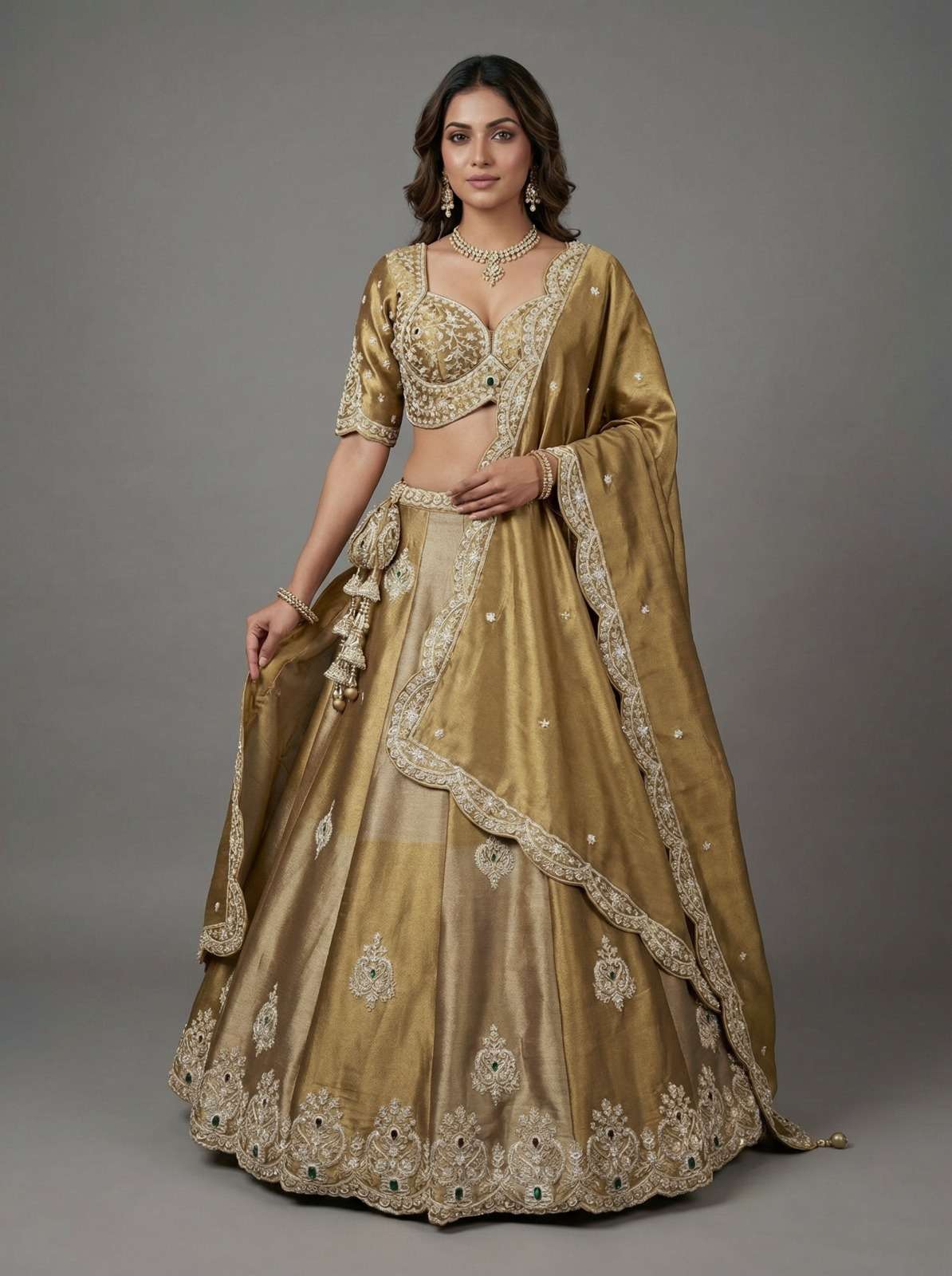 DESIGNER BOLLYWOOD BRIDAL WEDDING PARTY WEAR COPPER SILK LEHENGA CHOLI SENHORA DRESSES NT 6330 B