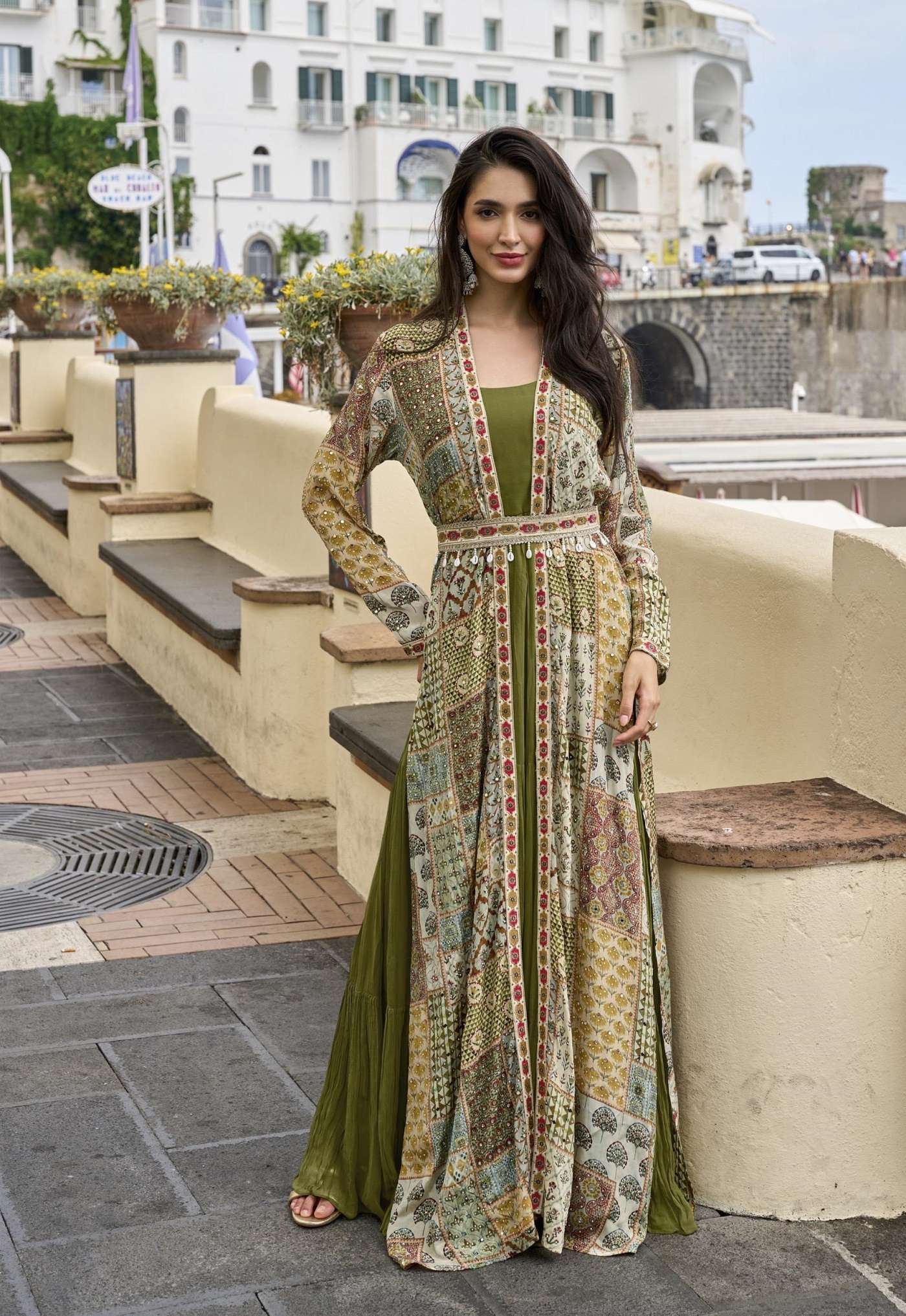 INDIAN DESIGNER FANCY WEDDING PARTY WEAR GEORGETTE SILK GREEN ANARKALI GOWN SALWAR SUIT SY PAKHI 20035