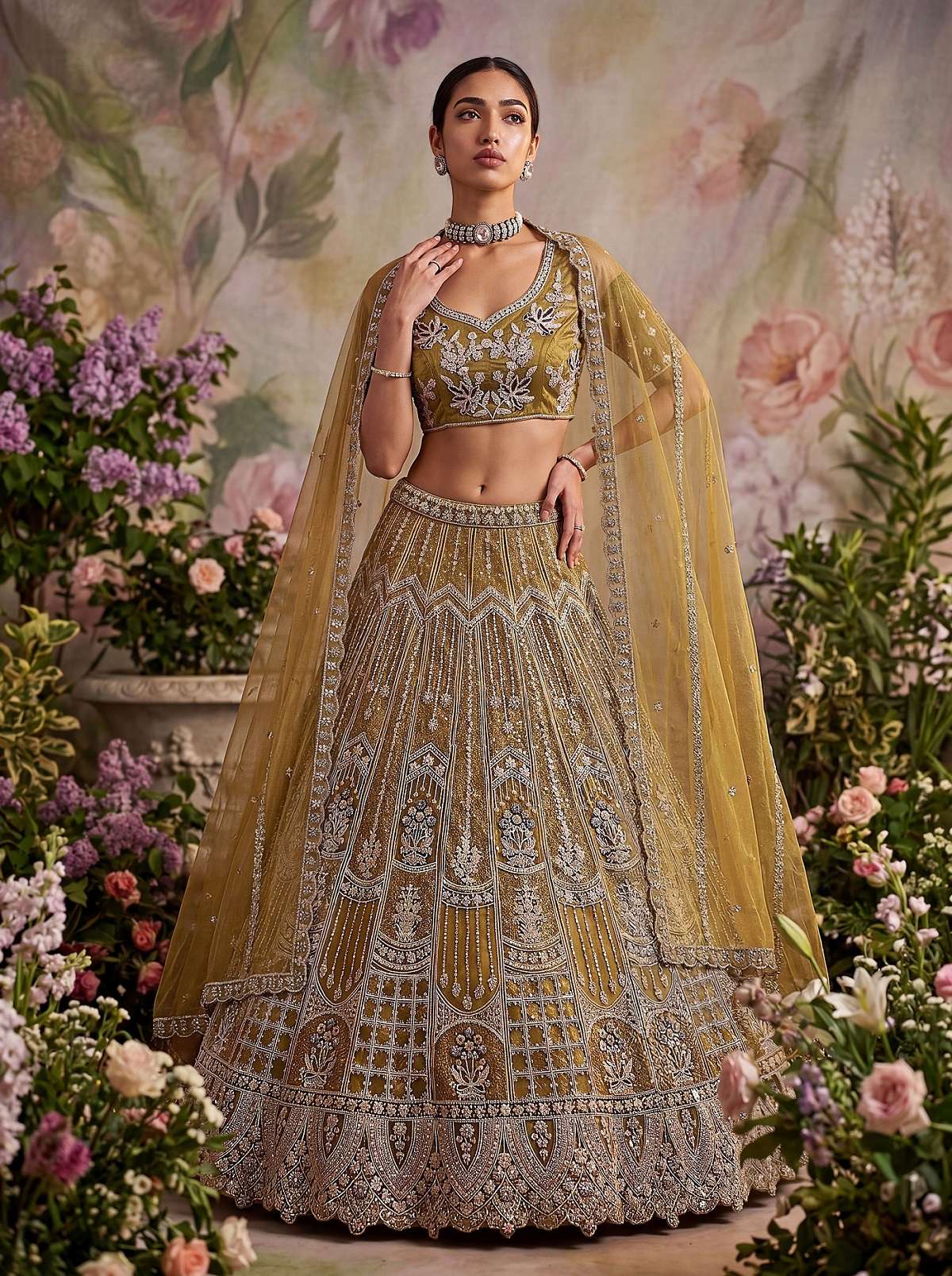INDIAN DESIGNER BOLLYWOOD WEDDING PARTY WEAR YELLOW NET FABRIC LEHENGA AT WHOLESALE RATE DERIN SM KB 101
